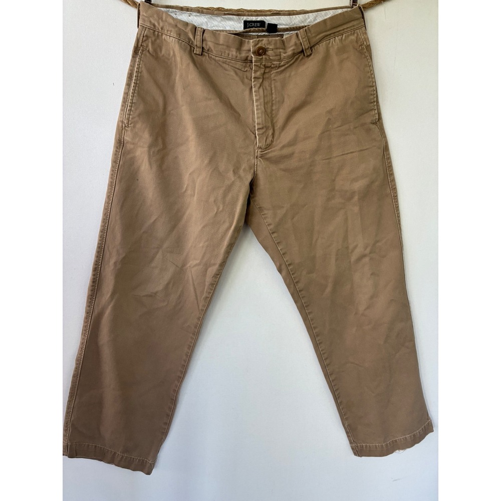 J.Crew Mens Chino Pants 34x30 Khaki Brown Cotton Twill Straight Leg Trousers